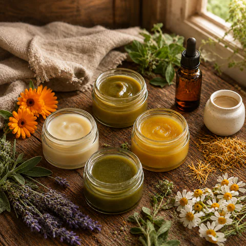 Ingredientes naturais organizados na bancada