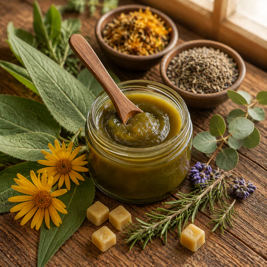 Pomada natural com arnica, gengibre e cúrcuma