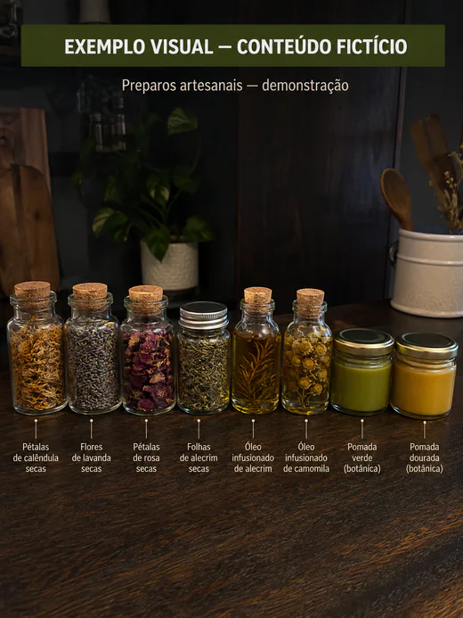 Exemplo visual fictício de preparos artesanais