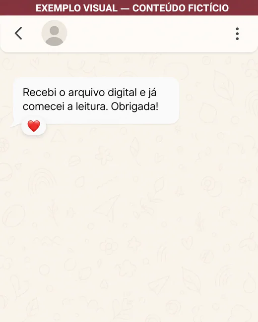 Exemplo visual fictício de mensagem sobre recebimento