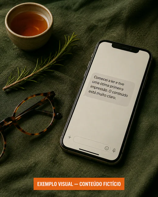 Exemplo visual fictício de primeira impressão em um celular