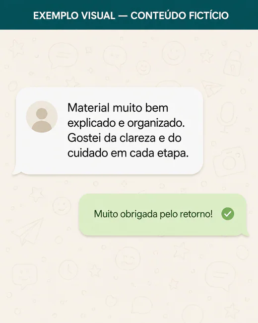 Exemplo visual fictício de feedback